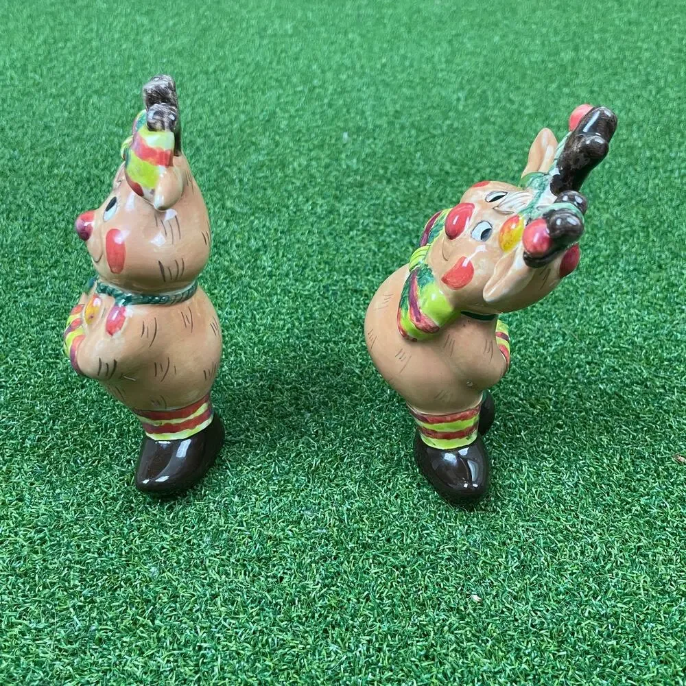 Vintage Clay Art Bashful Reindeer Salt and Pepper Shakers